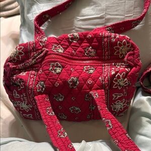 Vera Bradley Red Floral Quilted Shoulder Bag